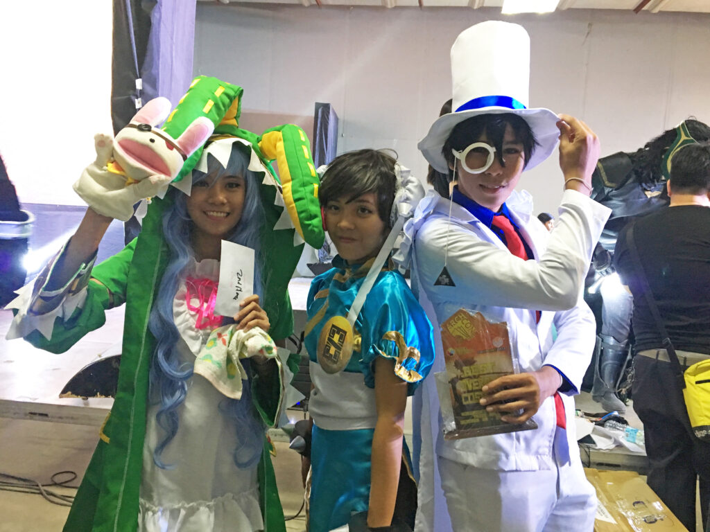 Left to right: Christine Joy Soliano (Yoshino), Arjay Acayan (Chun-Li), Joshua Joseph Magtuba (Kaito Kid)