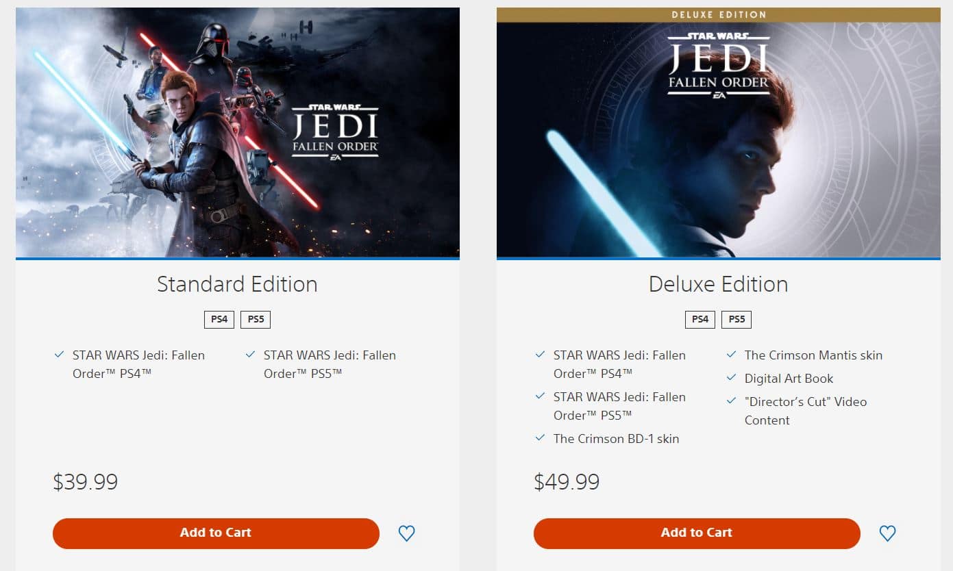Star Wars Jedi: Fallen Order PS5 Version Now Available