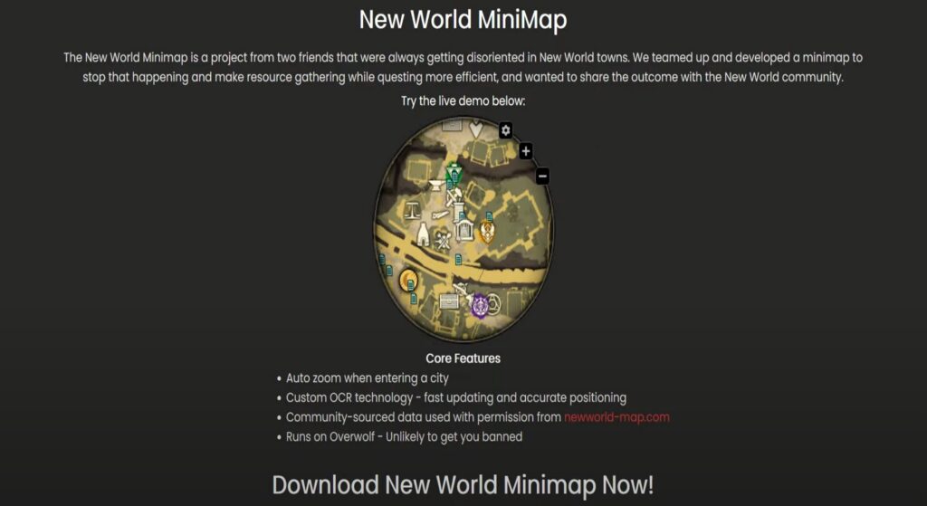 New World Overwolf Minimap Addon