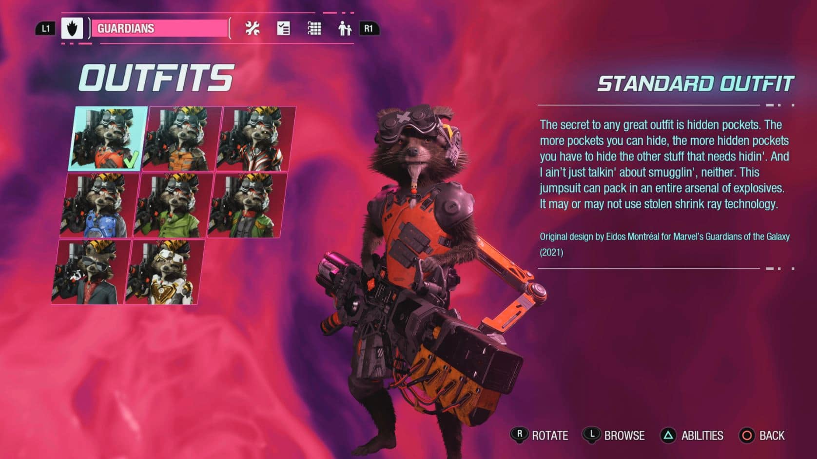 Guardians of the Galaxy – Where to find all Rocket outfits | Sirus Gaming