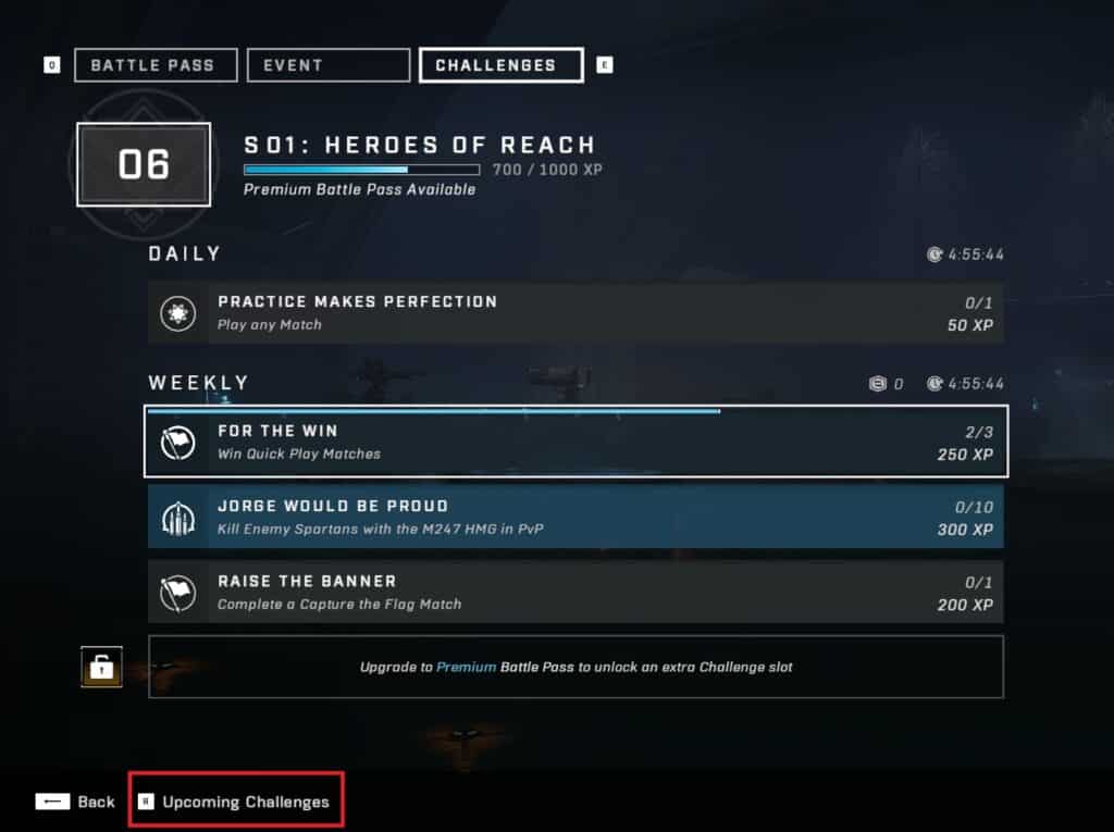 View Upcoming Challenges - Halo Infinite