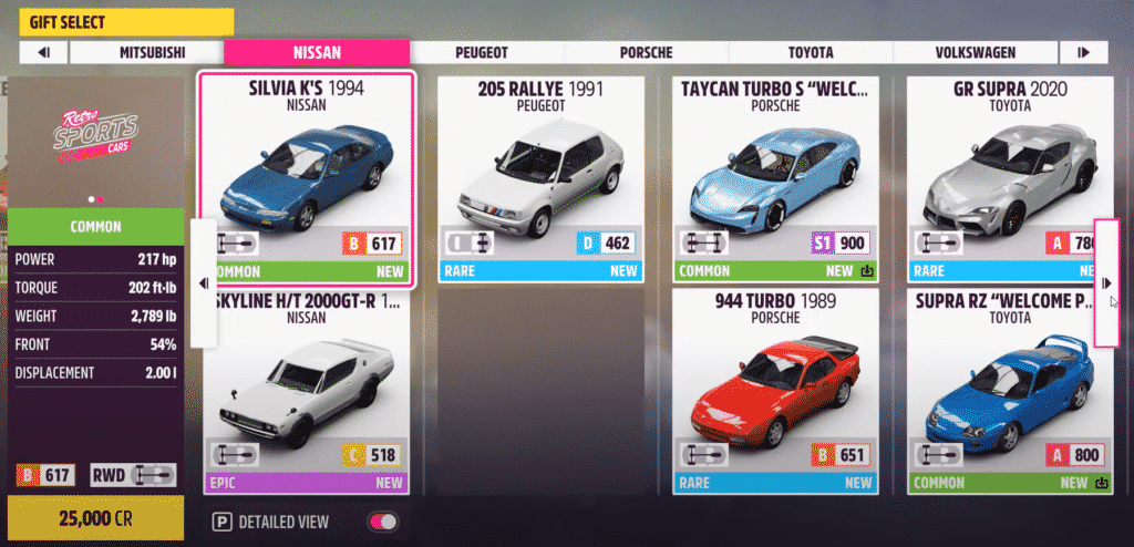 Pick the car from your garage you want to gift - Forza Horizon 5