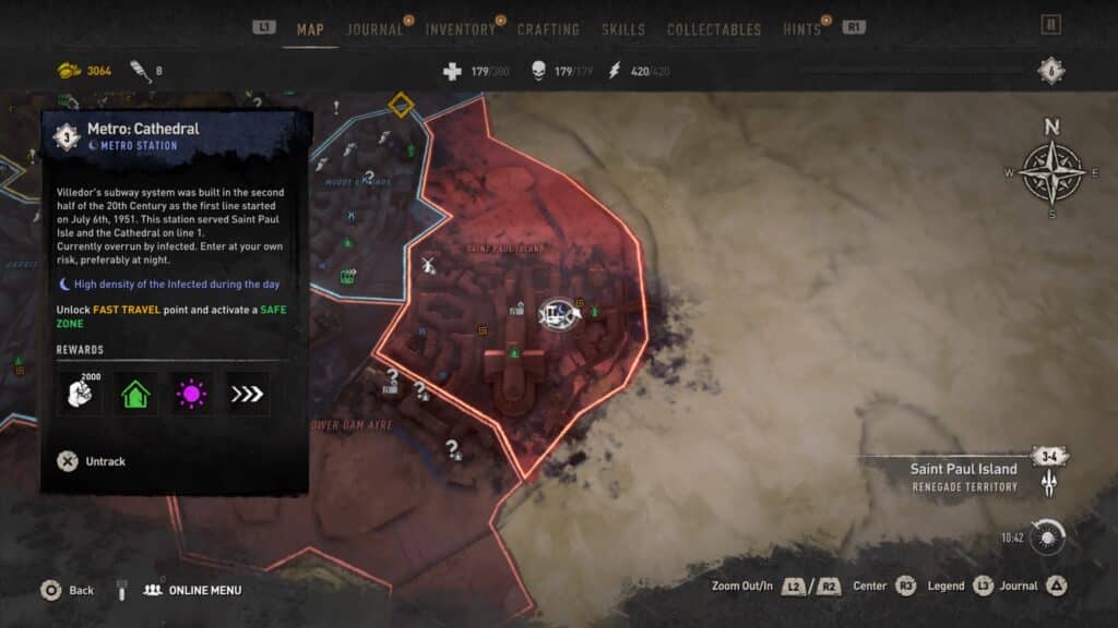 Metro Cathedral - Center of Saint Paul Island Map - Dying Light 2 Metro Stations Location