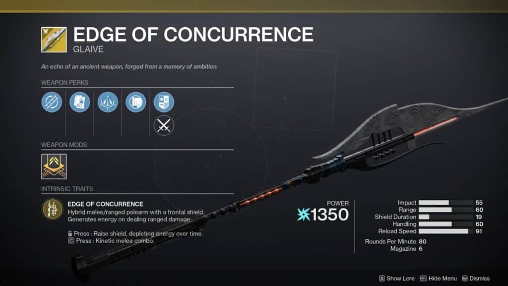 Destiny 2 The Witch Queen - Edge of Concurrence Glaive Exotic