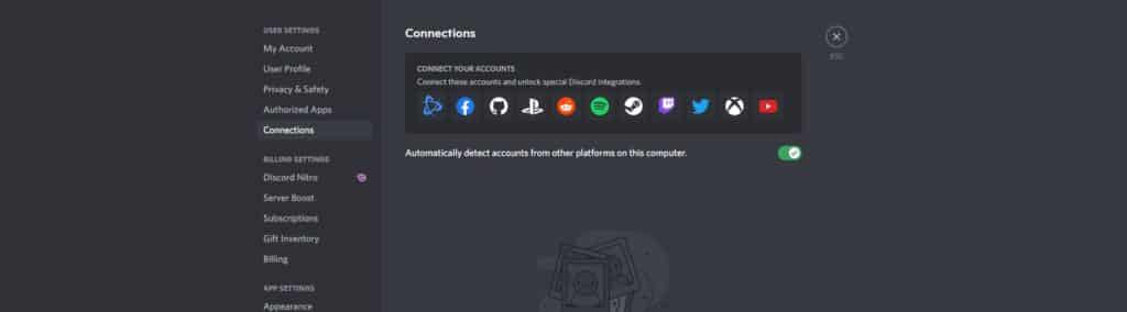 On User Settings select Connections - How to Connect PSN Account to Discord