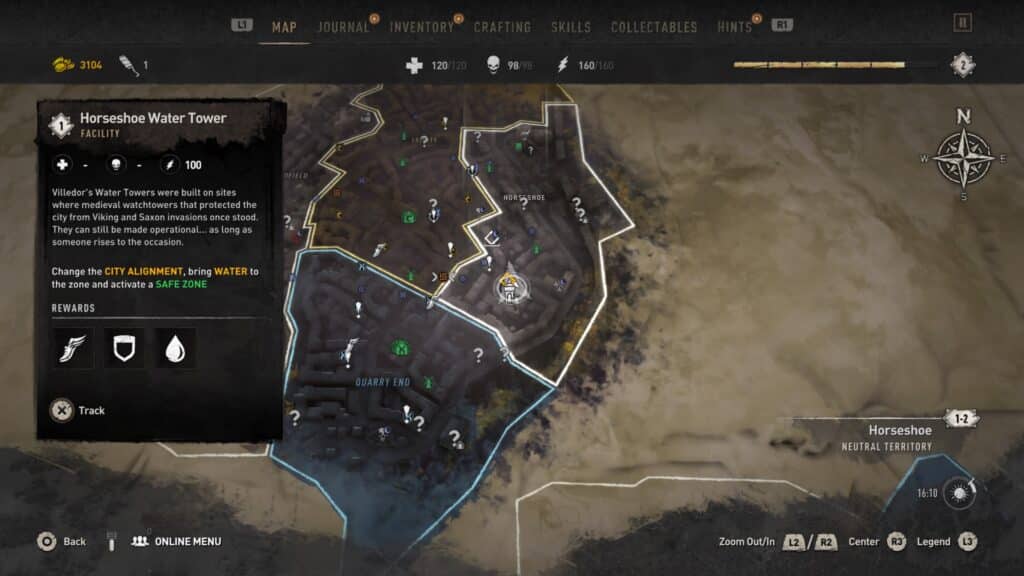 GRE Container - South of Horseshoe, Inside Horseshoe Tower Map - Dying Light 2 GRE Container Locations