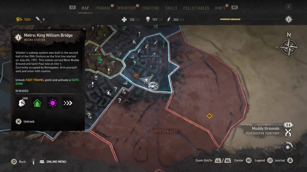 GRE Container - Southeast of Muddy Grounds, Metro King Williams Station Map - Dying Light 2 GRE Container Locations