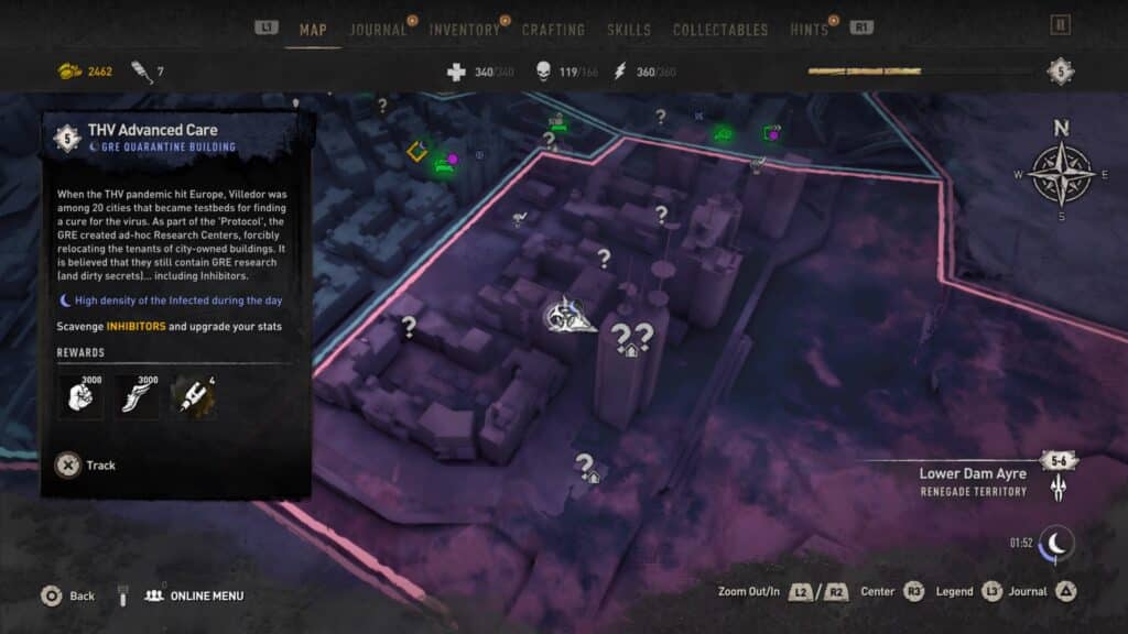 GRE Container - West of Lower Dam Ayre, THV Advanced Care Map - Dying Light 2 GRE Container Locations