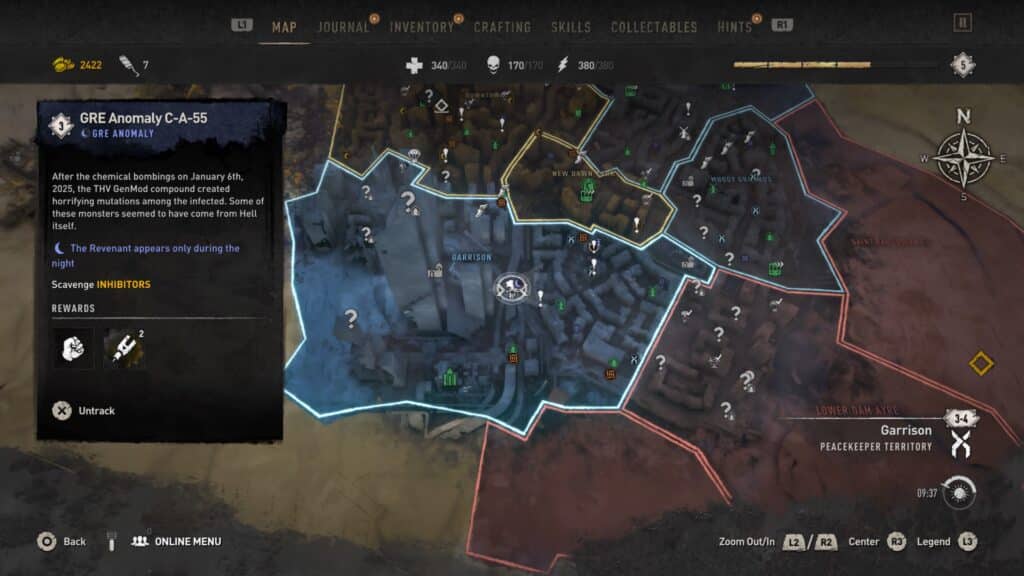 GRE Container - Center of Garrison, GRE Anomaly C-A-55 Map - Dying Light 2 GRE Container Locations