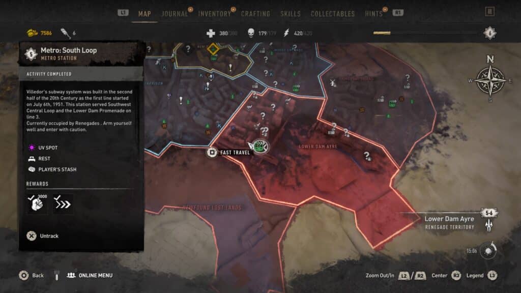 GRE Container - Southwest of Lower Dam Ayre, Metro South Loop Map - Dying Light 2 GRE Container Locations