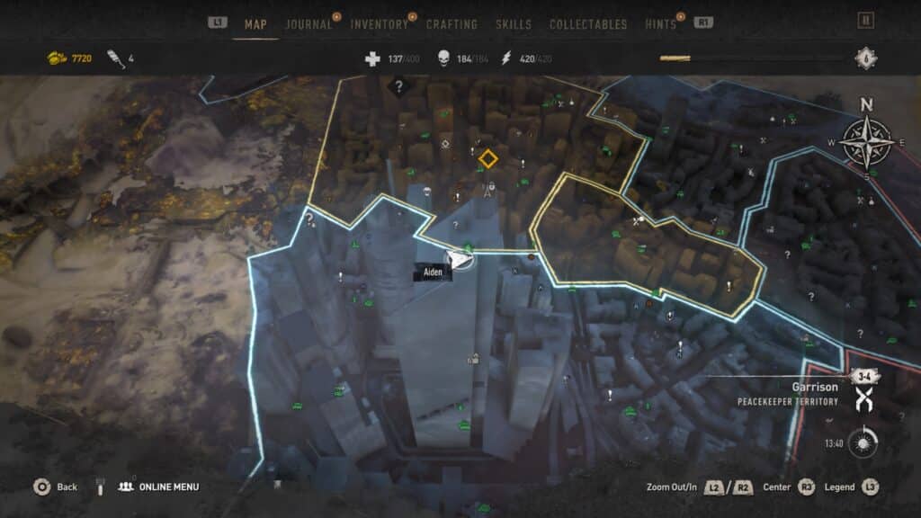 GRE Container - Center of Garrison on top of the Left VNC Tower, Under the Safe Zone Map - Dying Light 2 GRE Container Locations