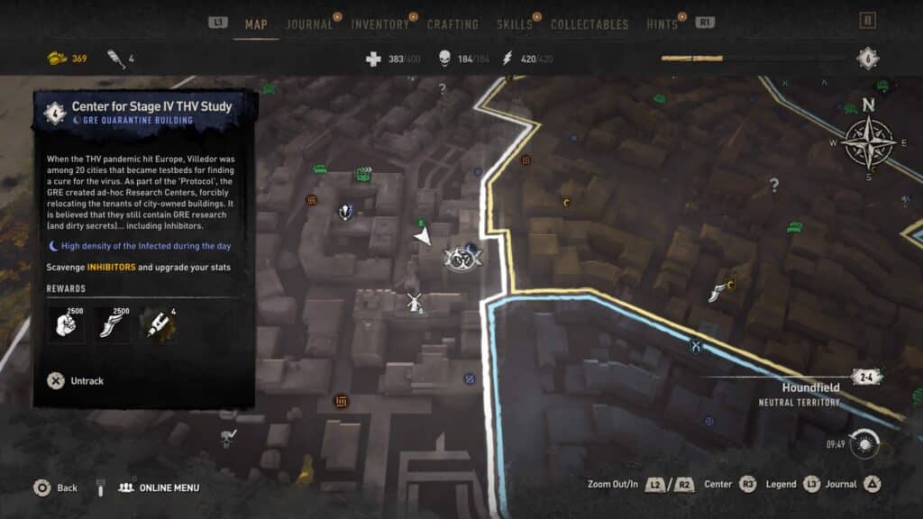 GRE Container - East Houndfield, Inside Center for Stage IV THV Study Map - Dying Light 2 GRE Container Locations