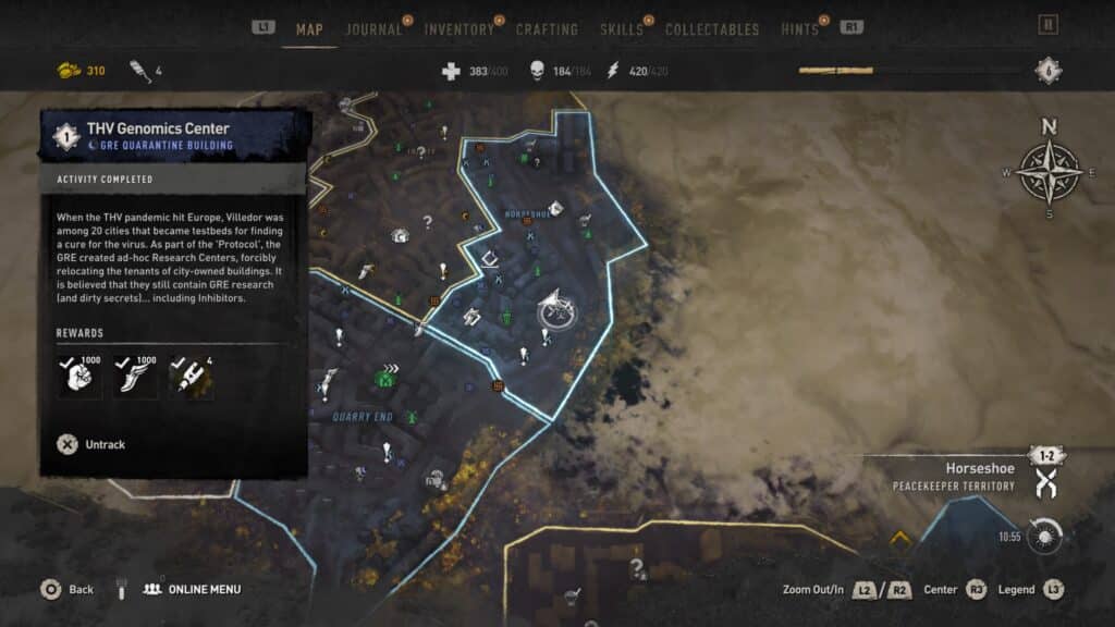 GRE Container - Southeast of Horseshoe, Inside THV Genomics Center Map - Dying Light 2 GRE Container Locations