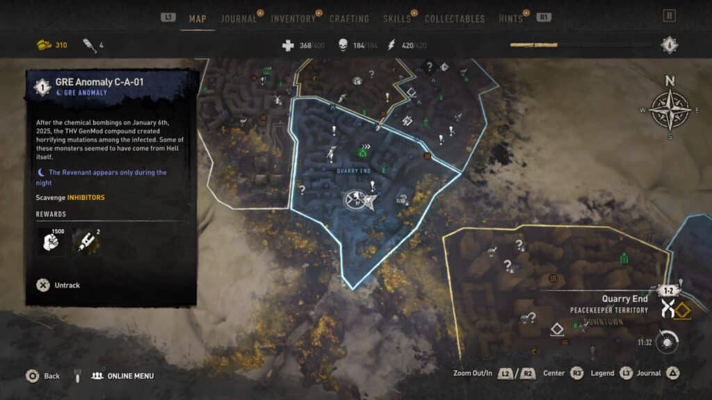 GRE Container - Center of Quarry End, GRE Anomaly C-A-01 Map - Dying Light 2 GRE Container Locations