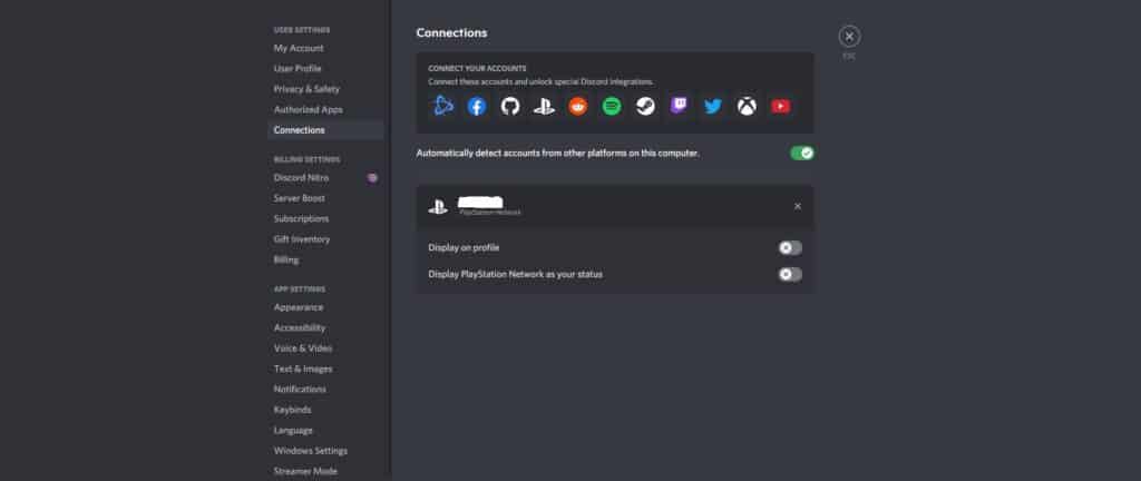 Go back to Discord and check Connections - How to Connect PSN Account to Discord