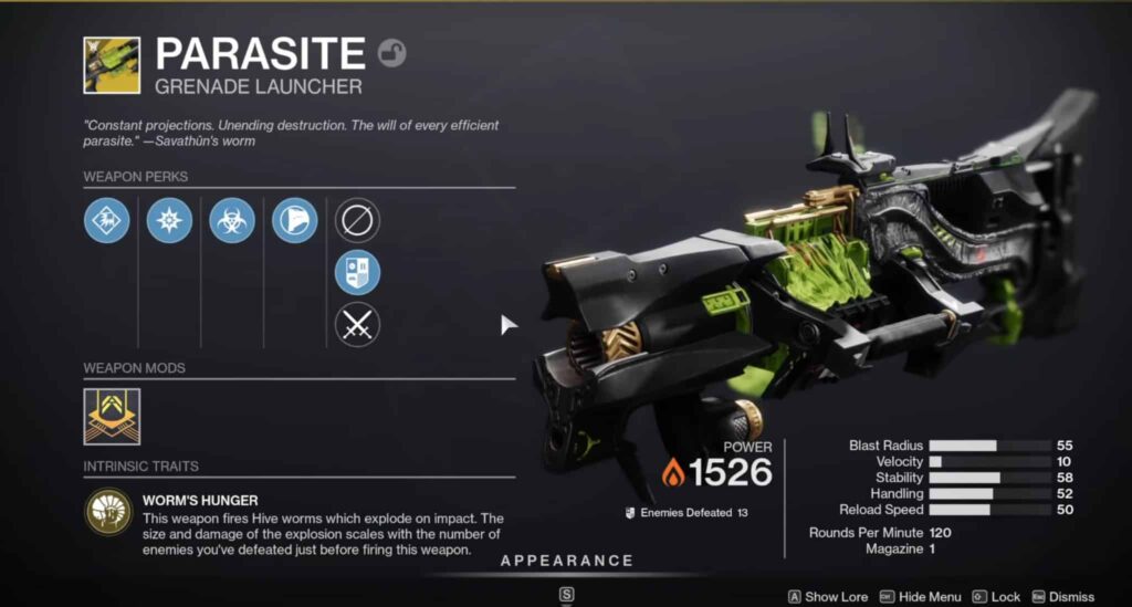 Parasite Exotic Grenade Launcher - All Exotic Weapons in Destiny 2 The Witch Queen