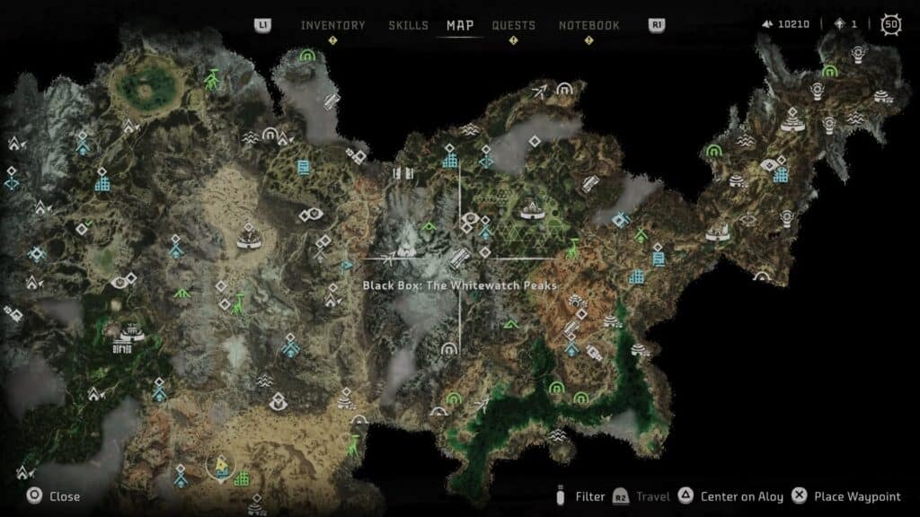 Map: The Whitewatch Peaks Black Box Location - Horizon Forbidden West