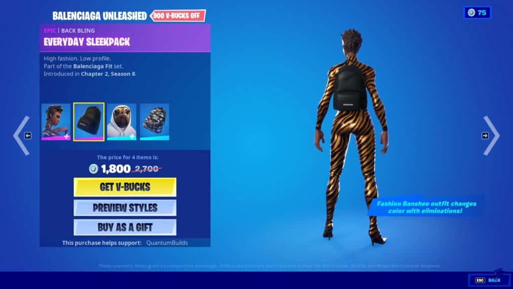 Fortnite Everyday Sleeckpack Back Bling