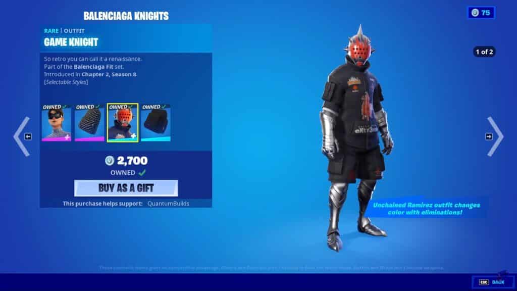 Fortnite Game Knight Balenciaga Outfit