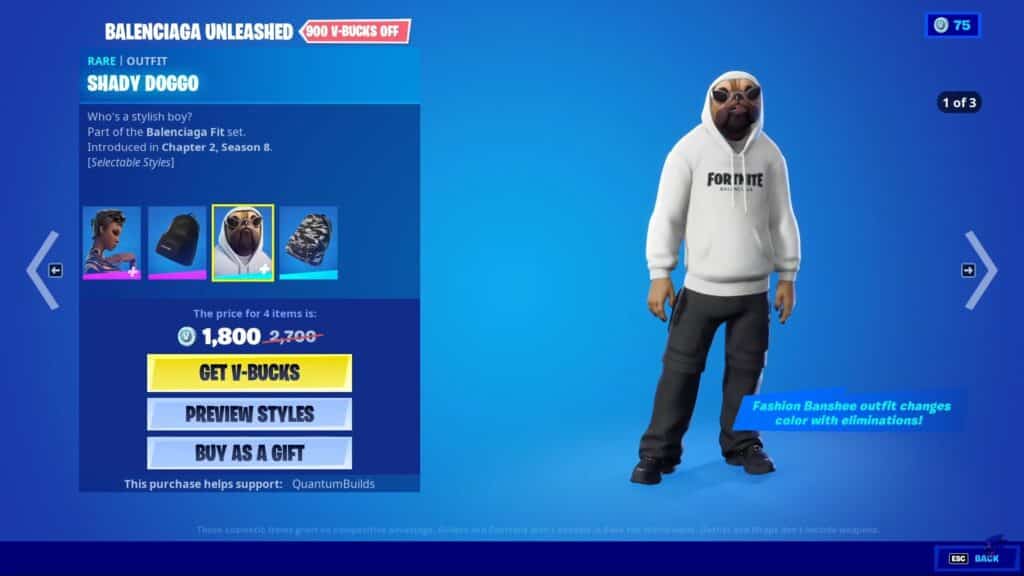 Fortnite Shady Doggo Balenciaga Outfit