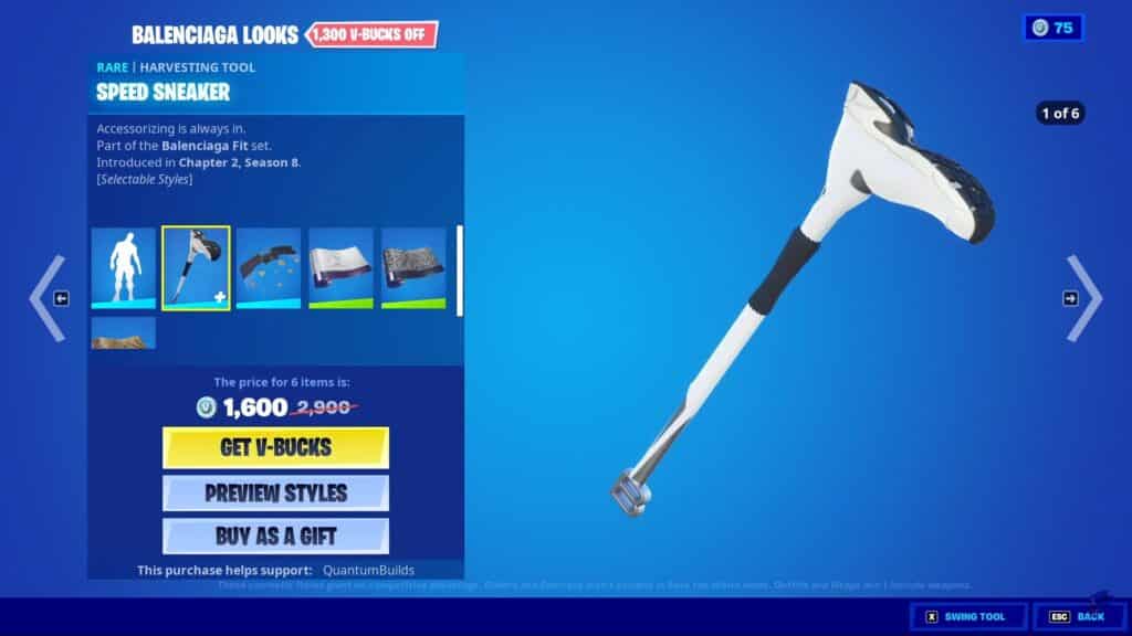 Fortnite Speed Sneaker Balenciaga Harvesting Tool