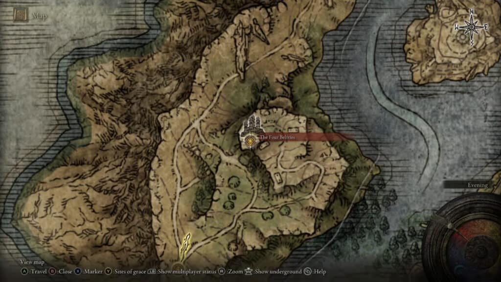 The Four Belfries location map - Elden Ring