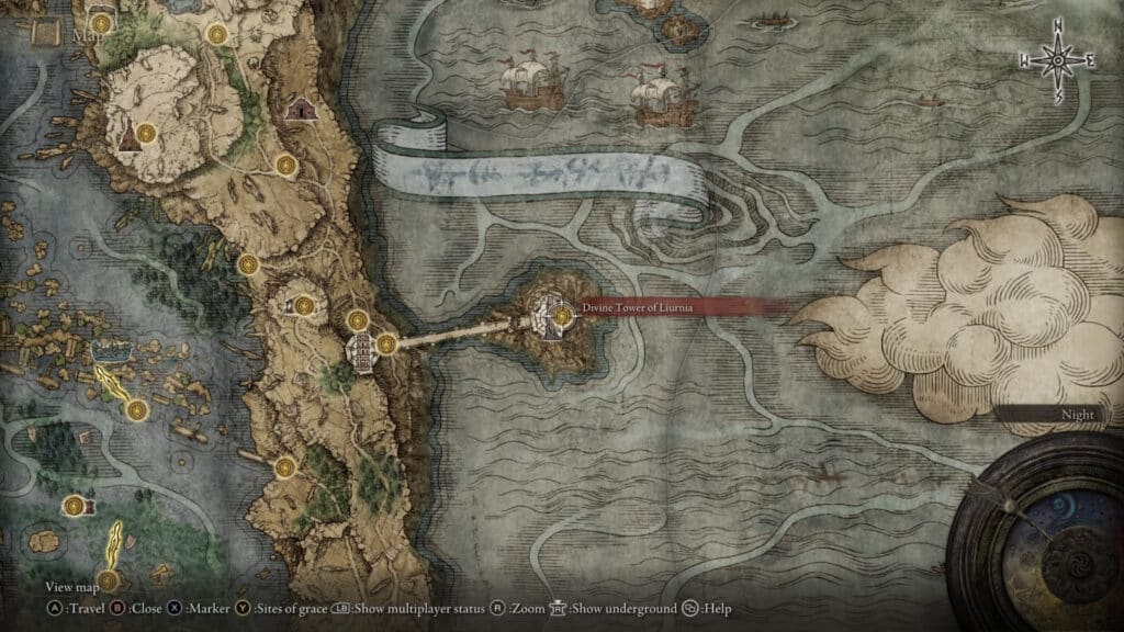 Divine Tower of Liurnia location map - Elden Ring