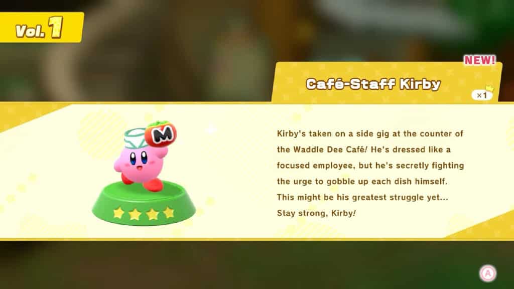 Kirby and the Forgotten Land Waddle Dee Cafe Shop Cafe Staff Kirby