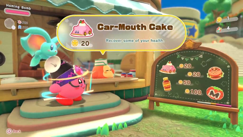 What does the Waddle Dee Cafe sell in Kirby and the Forgotten Land?