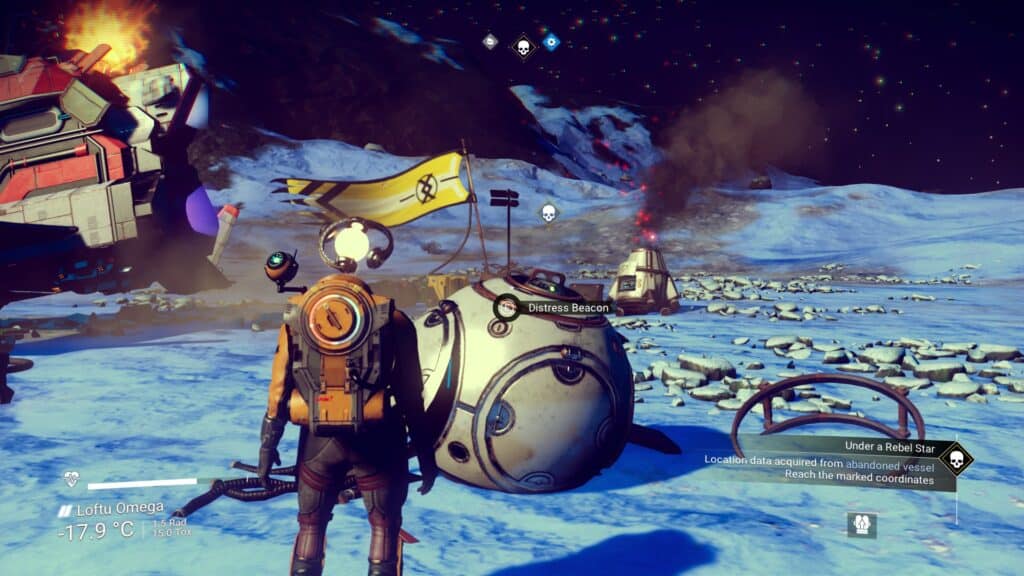 Examine the Distress Beacon - Under a Rebel Star mission in No Man's Sky