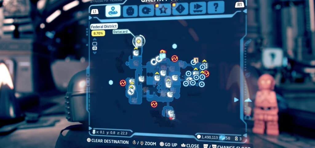 Coruscant, Federal District Map - LEGO Star Wars: The Skywalker Saga Datacard Location