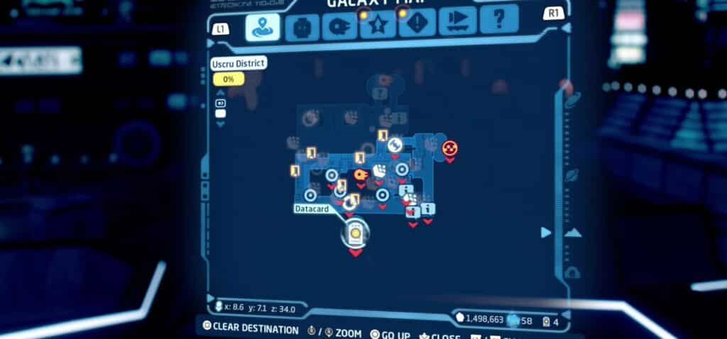 Coruscant, Uscru District Map - LEGO Star Wars: The Skywalker Saga Datacard Location