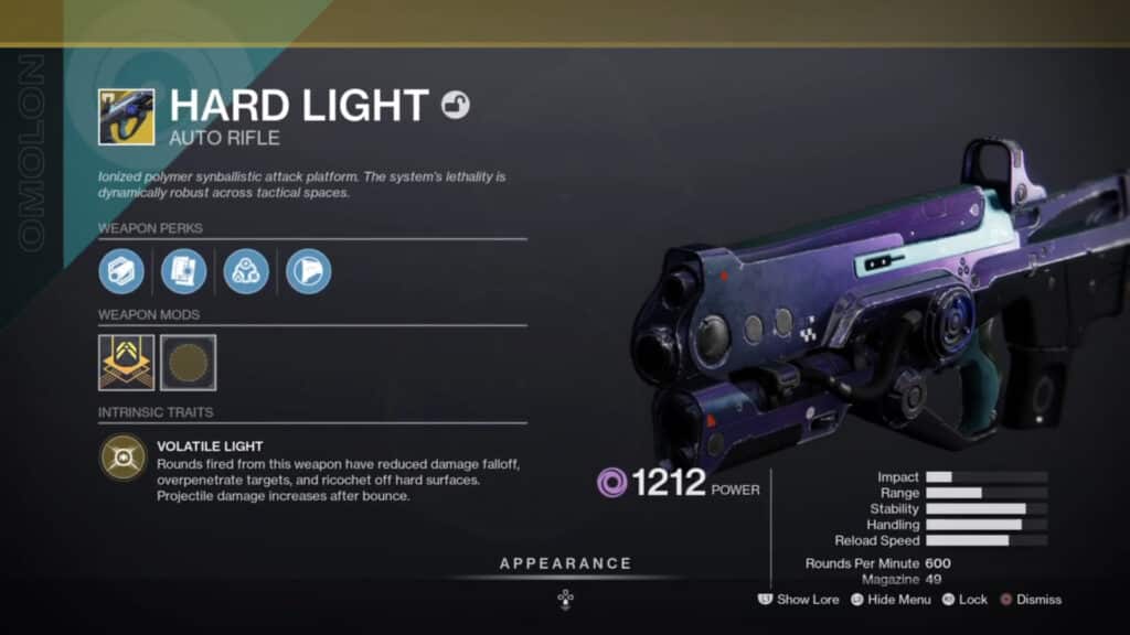 Hard Light - Exotic Auto Rifle in Destiny 2