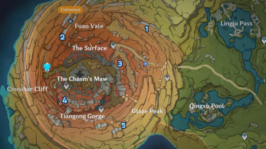 The Chasm All Time Trial Challenge Locations - Genshin Impact