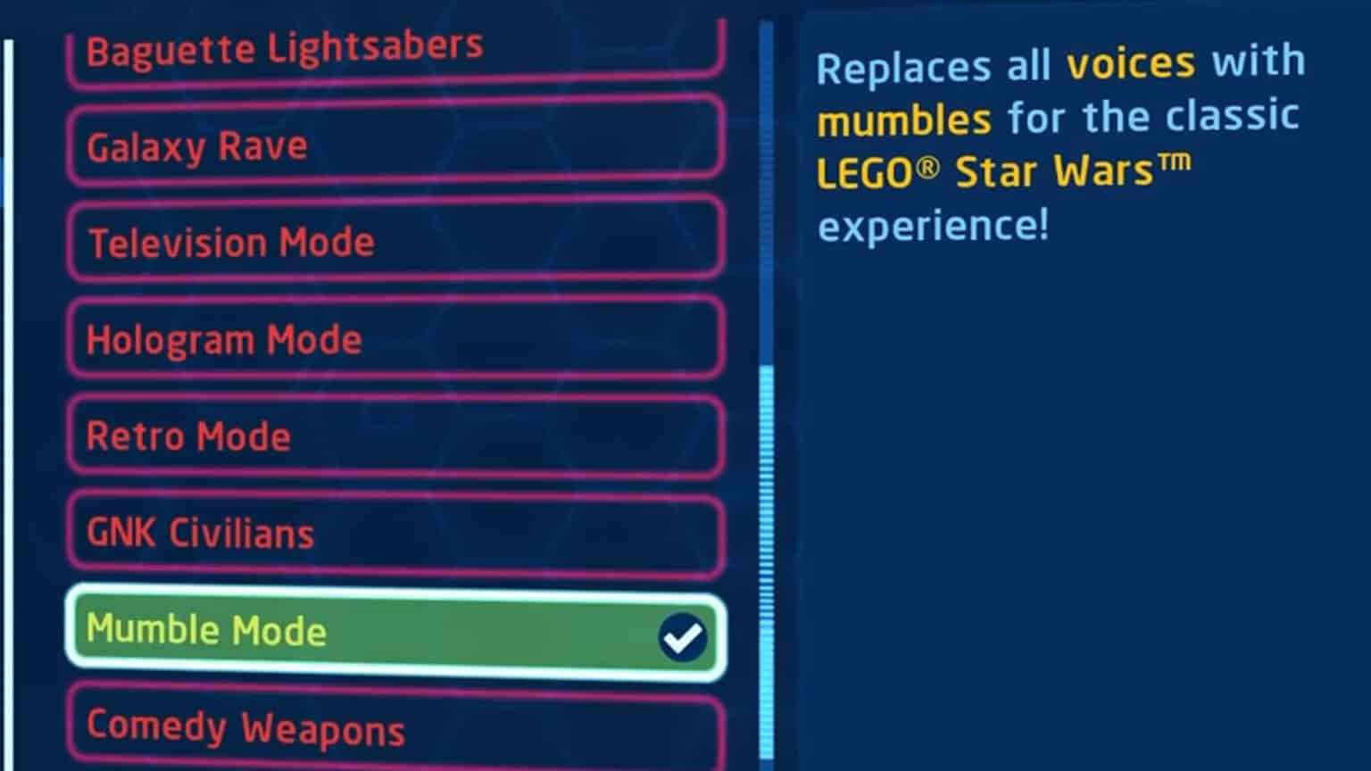 How to Turn On Mumble Mode in LEGO Star Wars The Skywalker Saga LEGO Star Wars The Skywalker Saga Mumble Mode