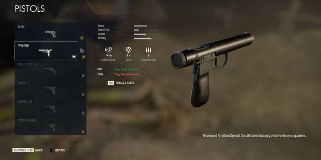 Pistols - Sniper Elite 5 Weapons