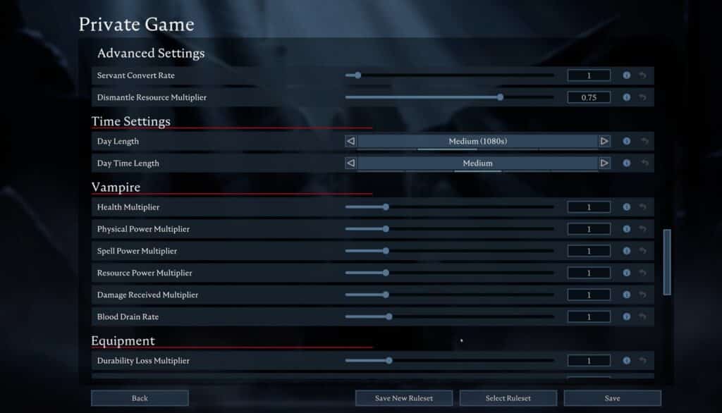 V Rising Single Player Server Settings Recommendation