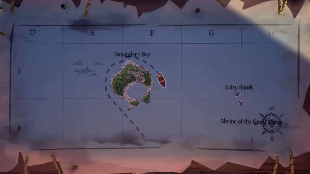 "Digging Up Trouble" Journal Location - Merrick Journal Locations in the Lost Sands Adventure in Sea of Thieves