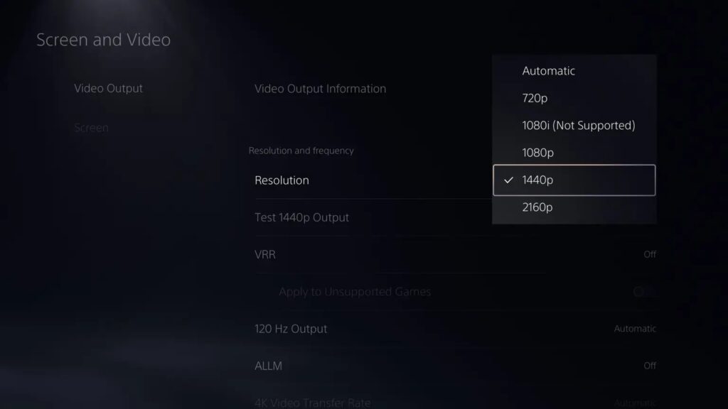 ps5 beta 1440p support