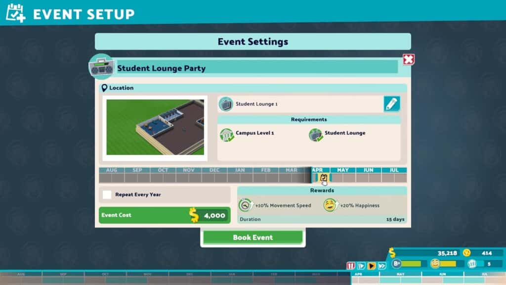 How to Schedule Events in Two Point Campus 1