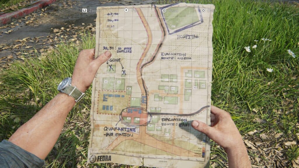 Salt Lake Q.Z. Map - Last of Us Part 1 Bus Depot Collectible