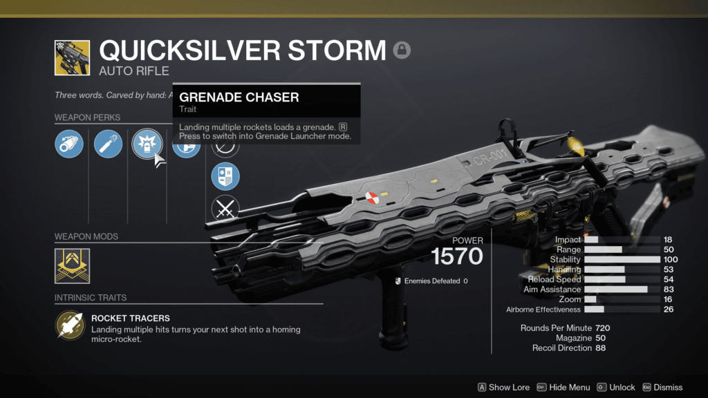 Quicksilver Storm Auto Rifle - Destiny 2 Season of Plunder Exotic