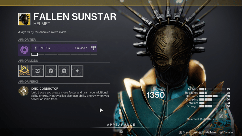 Fallen Sunstar Warlock Helmet - Destiny 2 Season of Plunder Exotic