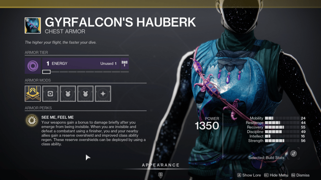 Gyrafalcon's Hauberk Hunter Chest - Destiny 2 Season of Plunder Exotic