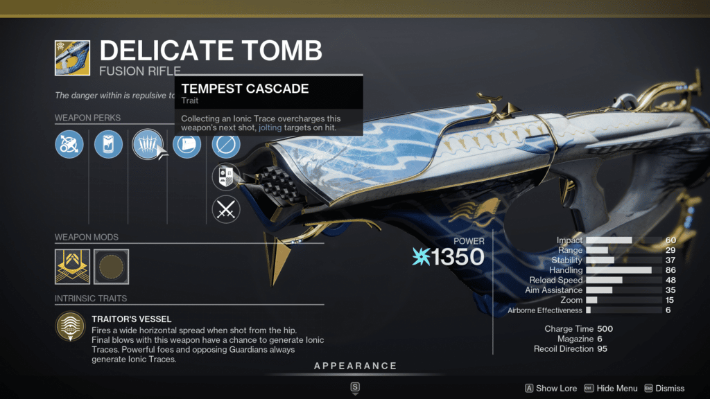 Delicate Tomb Fusion Rifle - Destiny 2 Season of Plunder Exotic