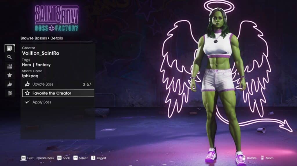 She Hulk - Top Best Boss Character Designs In Saints Row