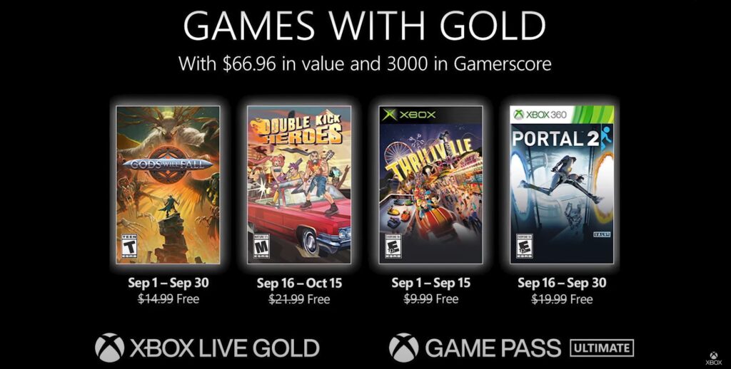 Xbox Games with Gold September 2022 Free Games Announced