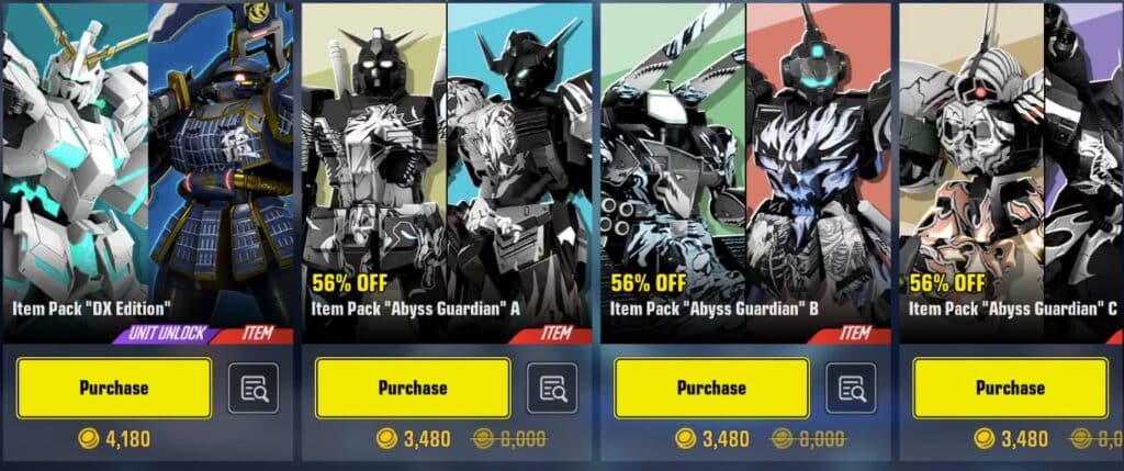 Gundam Evolution Season 1 Item Sets