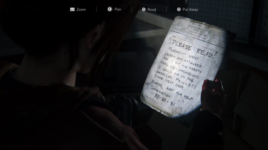 Combination Note - All The The Last of Us Left Behind Remake Collectibles and Optional Conversations