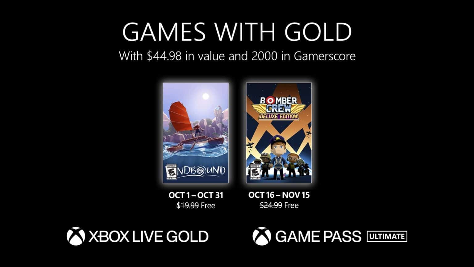 Xbox Games with Gold October 2022 Free Games Revealed